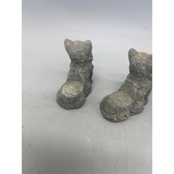 set of 3 cat figurines statue inside or outside yard art gray flat back 2" READ - Picture 7 of 10